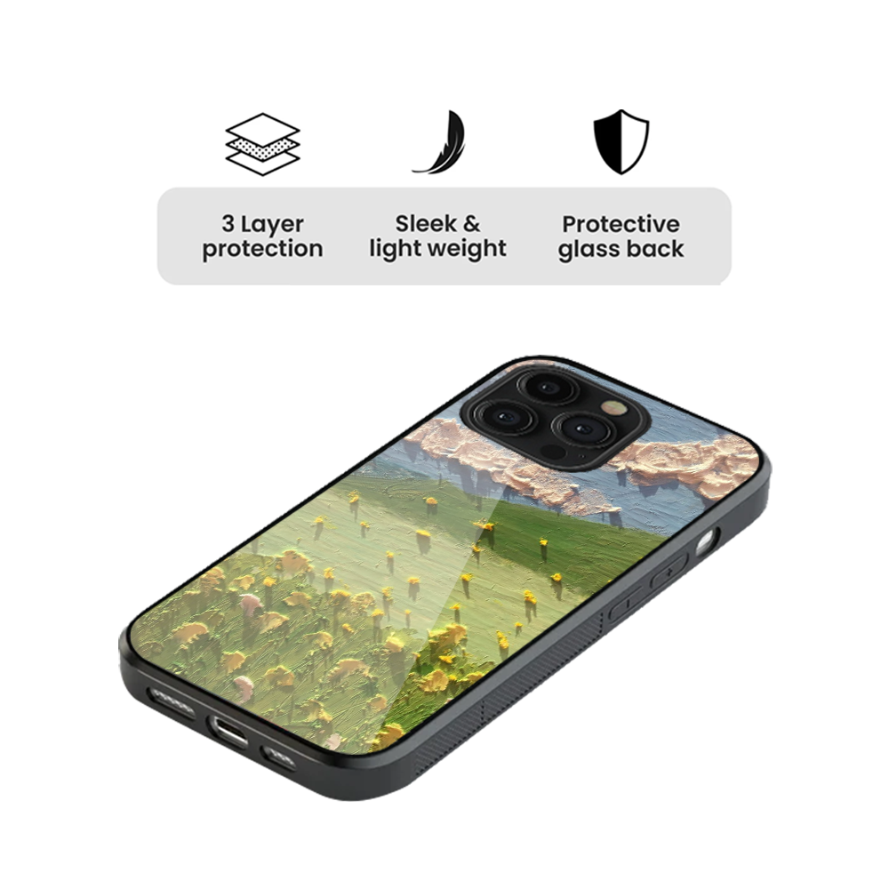 Grass Field Art Abstract Glass Phone Case