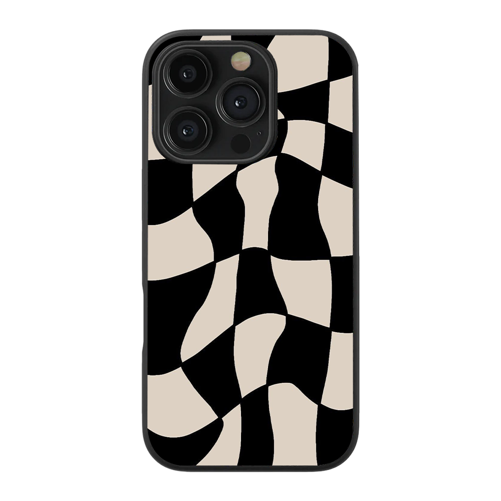 B&W Checkers Abstract Glass Phone Case
