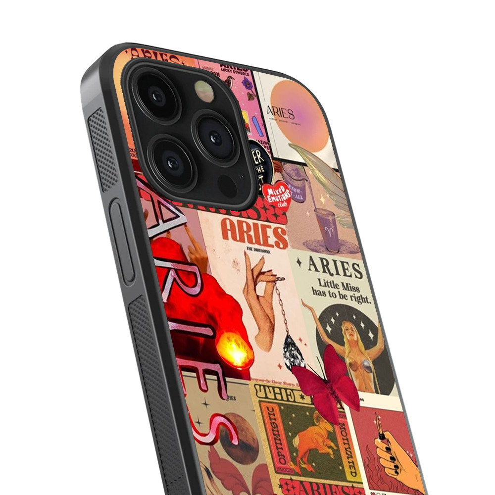 Aries Aesthetic Zodiac Sing Glass Phone Case