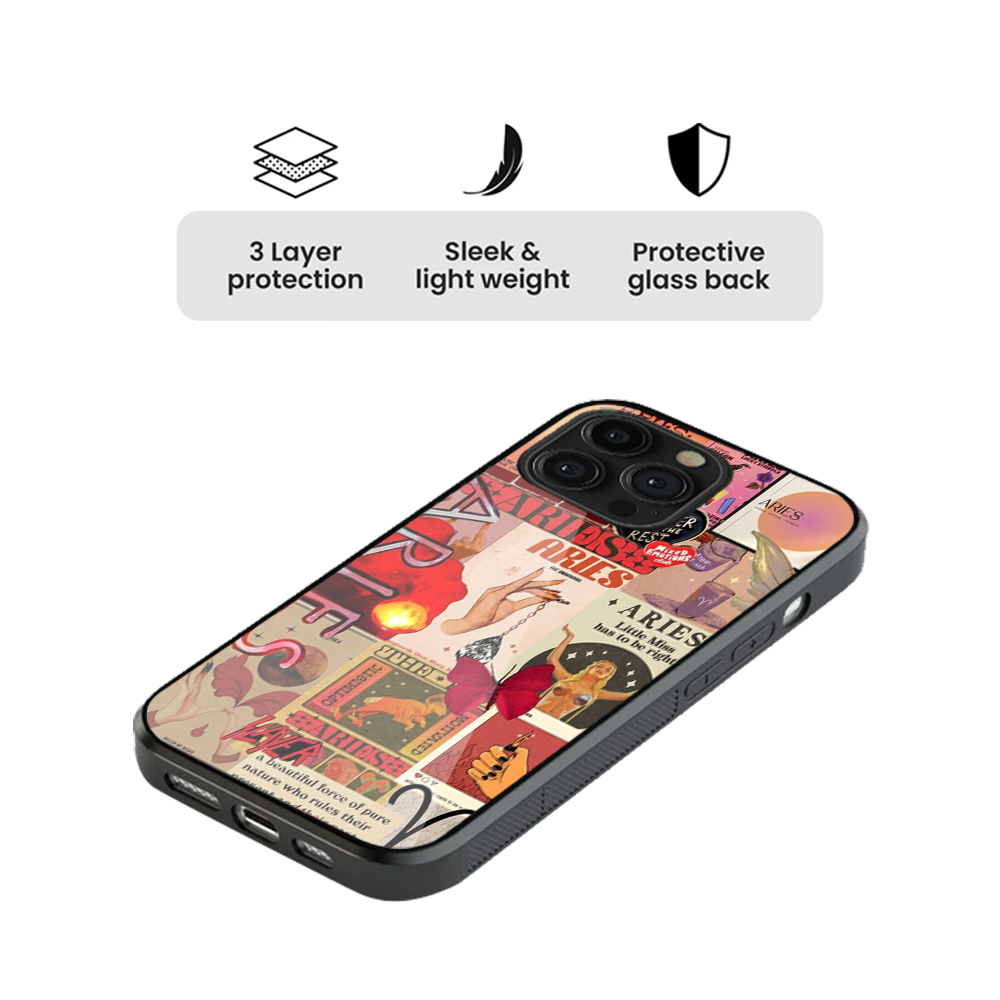 Aries Aesthetic Zodiac Sing Glass Phone Case