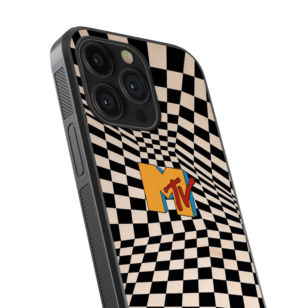Mtv Checkers Pattern Glass Phone Case