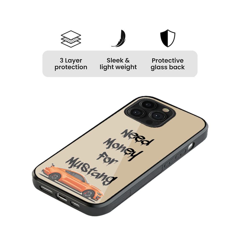 Money For Mustang Pop Culture Glass Phone Case