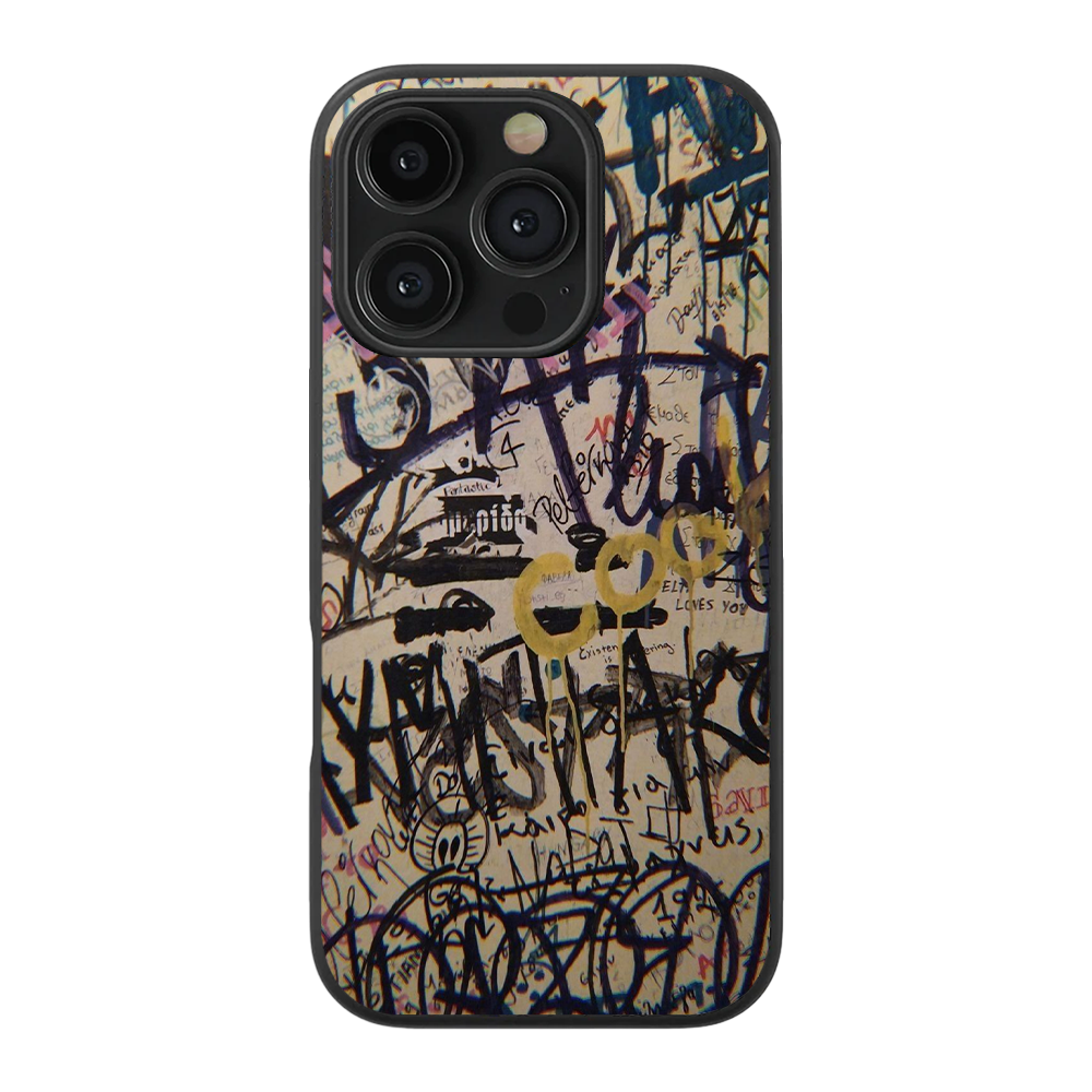 Black Graffiti Abstract Glass Phone Case