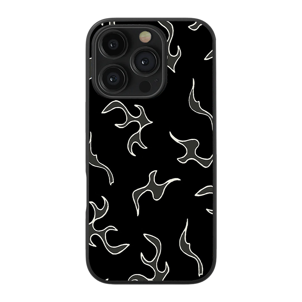 White Flames Pattern Glass Phone Case