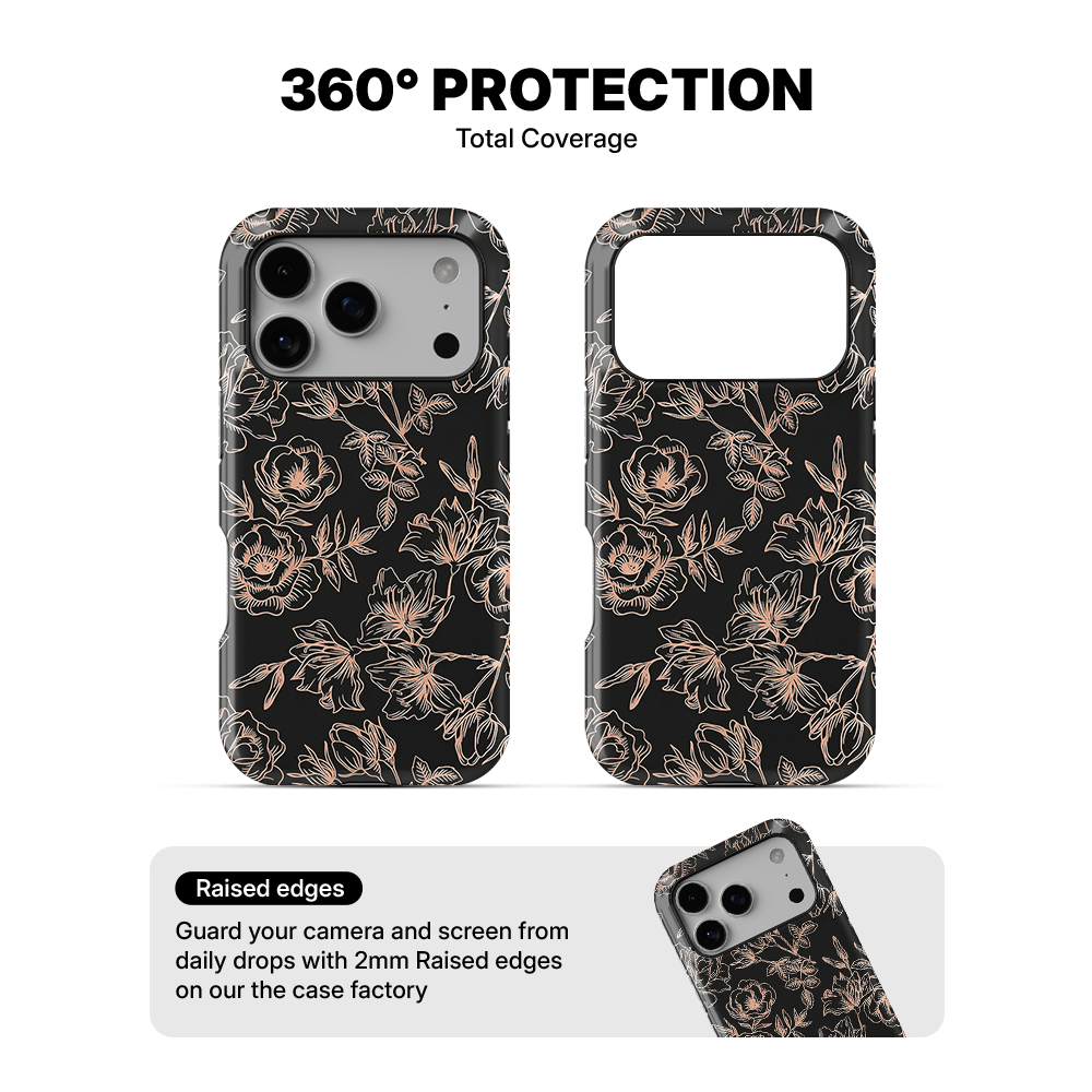 Floral Rose Gold Chrome Phone Case