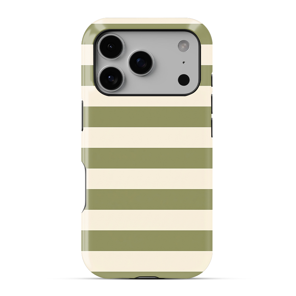 Striped | Off White & Olive Green Phone Case