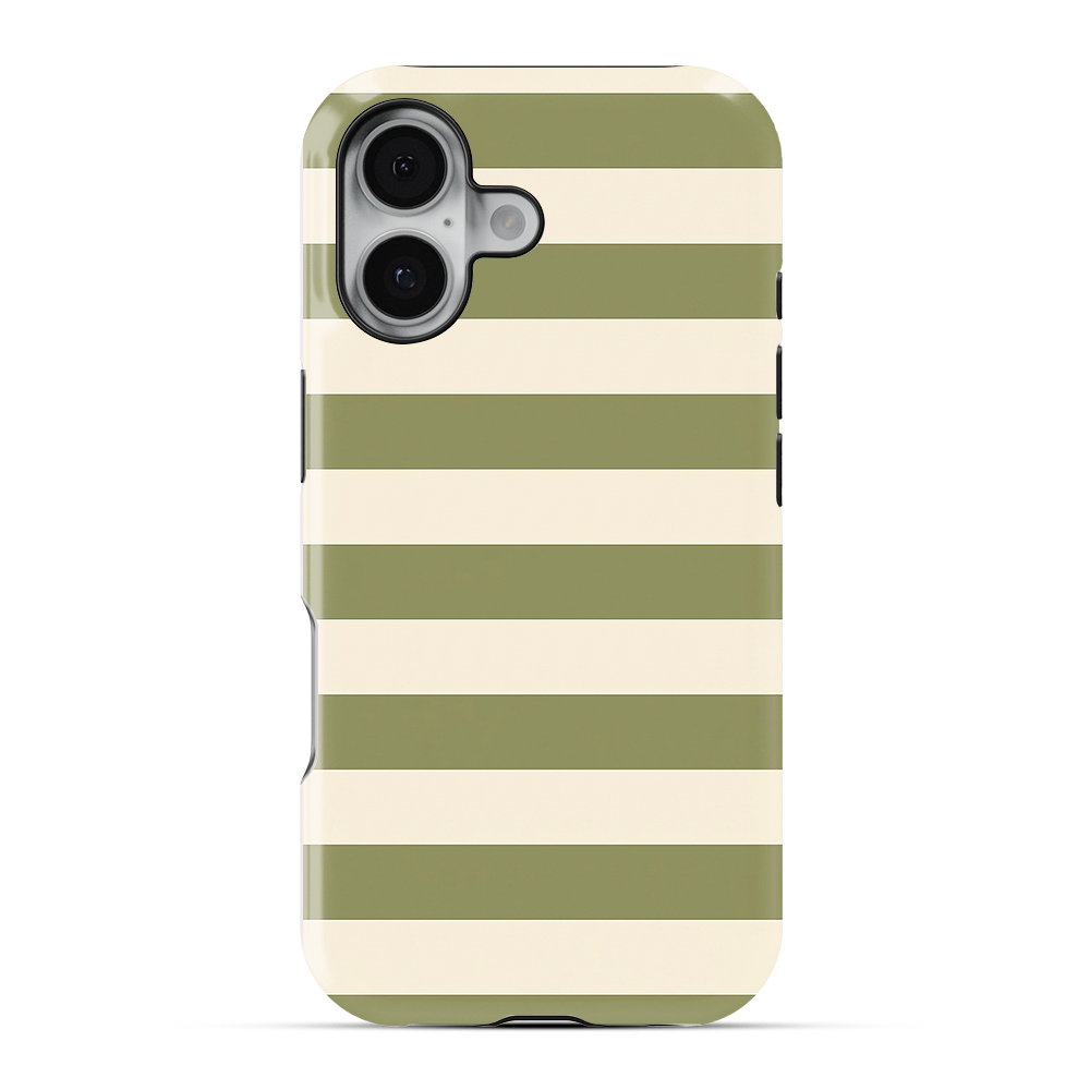 Striped | Off White & Olive Green Phone Case