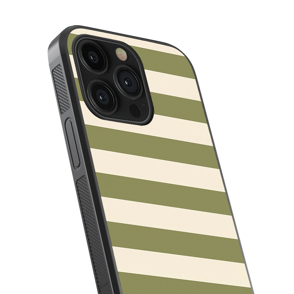 Striped | Off White & Olive Green Phone Case