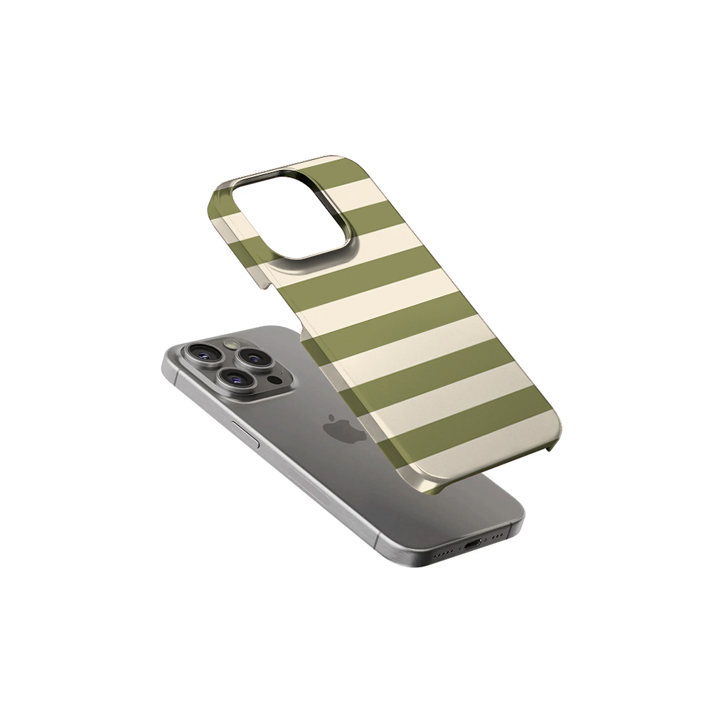 Striped | Off White & Olive Green Phone Case