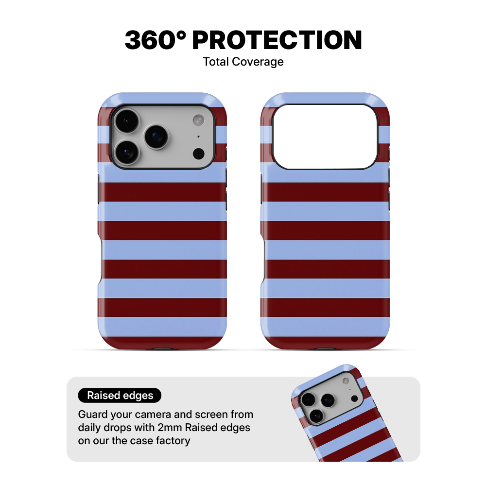 Striped | Blue & Burgundy Phone Case