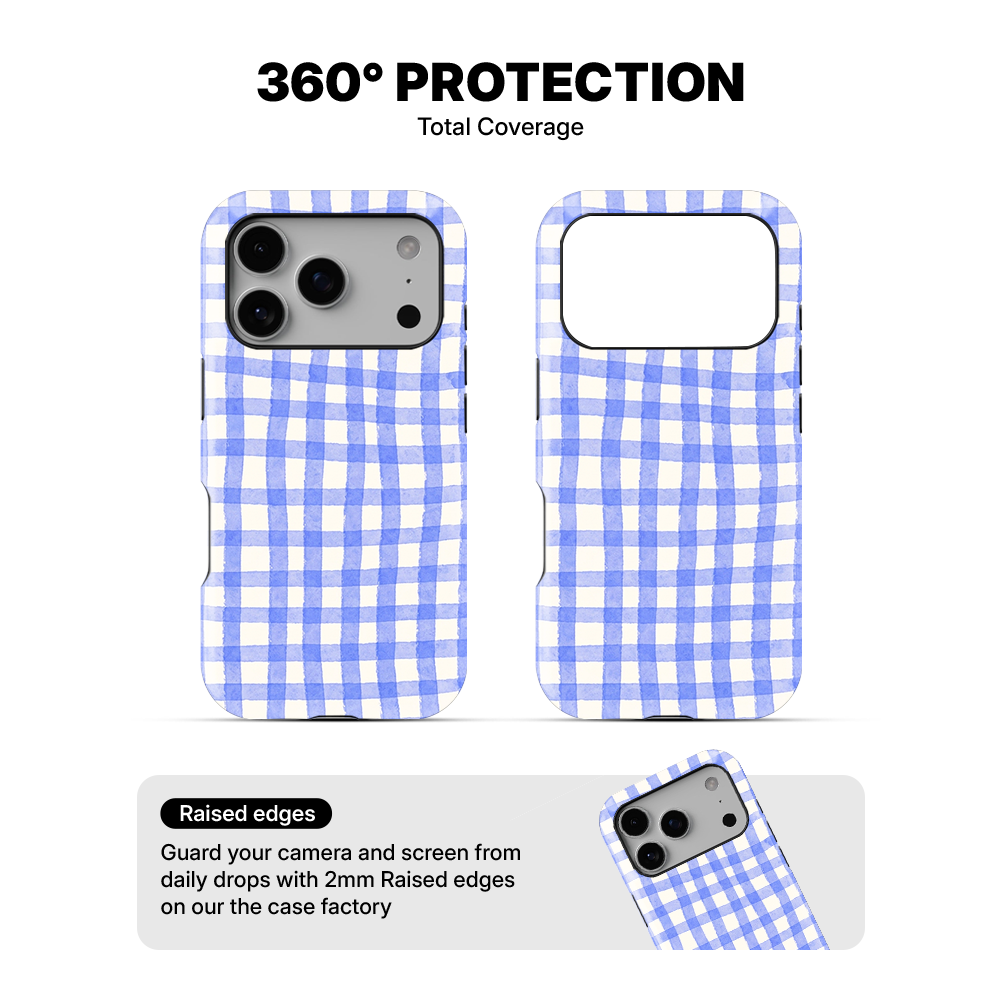 Checkered | Blue & White - III Phone Case
