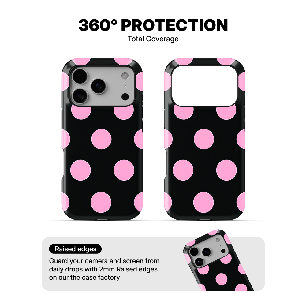 Polka Dot | Black & Pink Phone Case