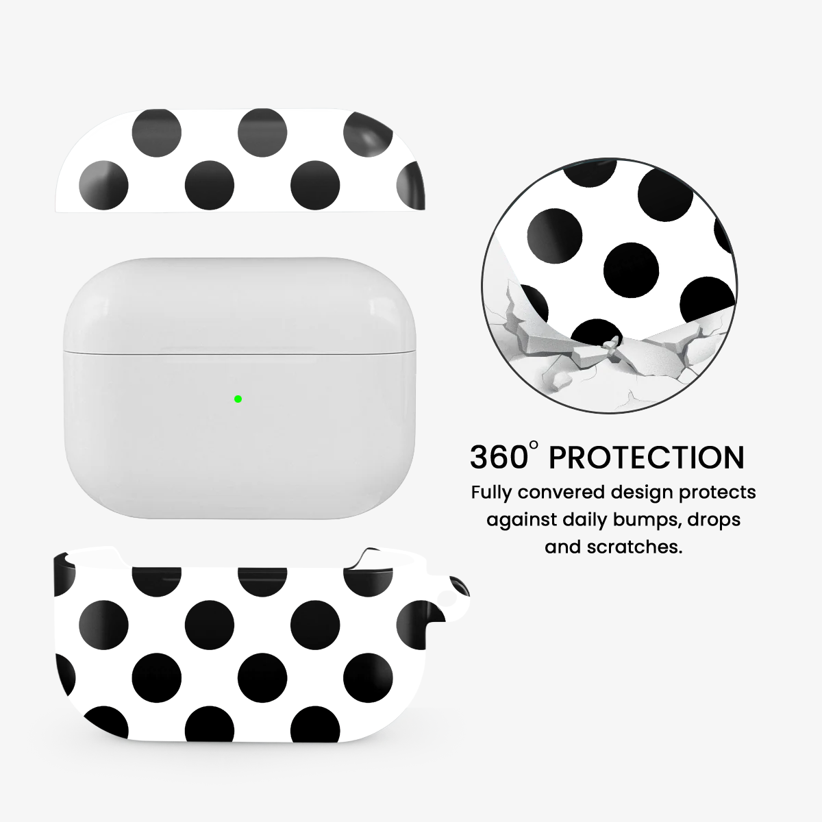 Polka Dot | White & Black II Airpods Case