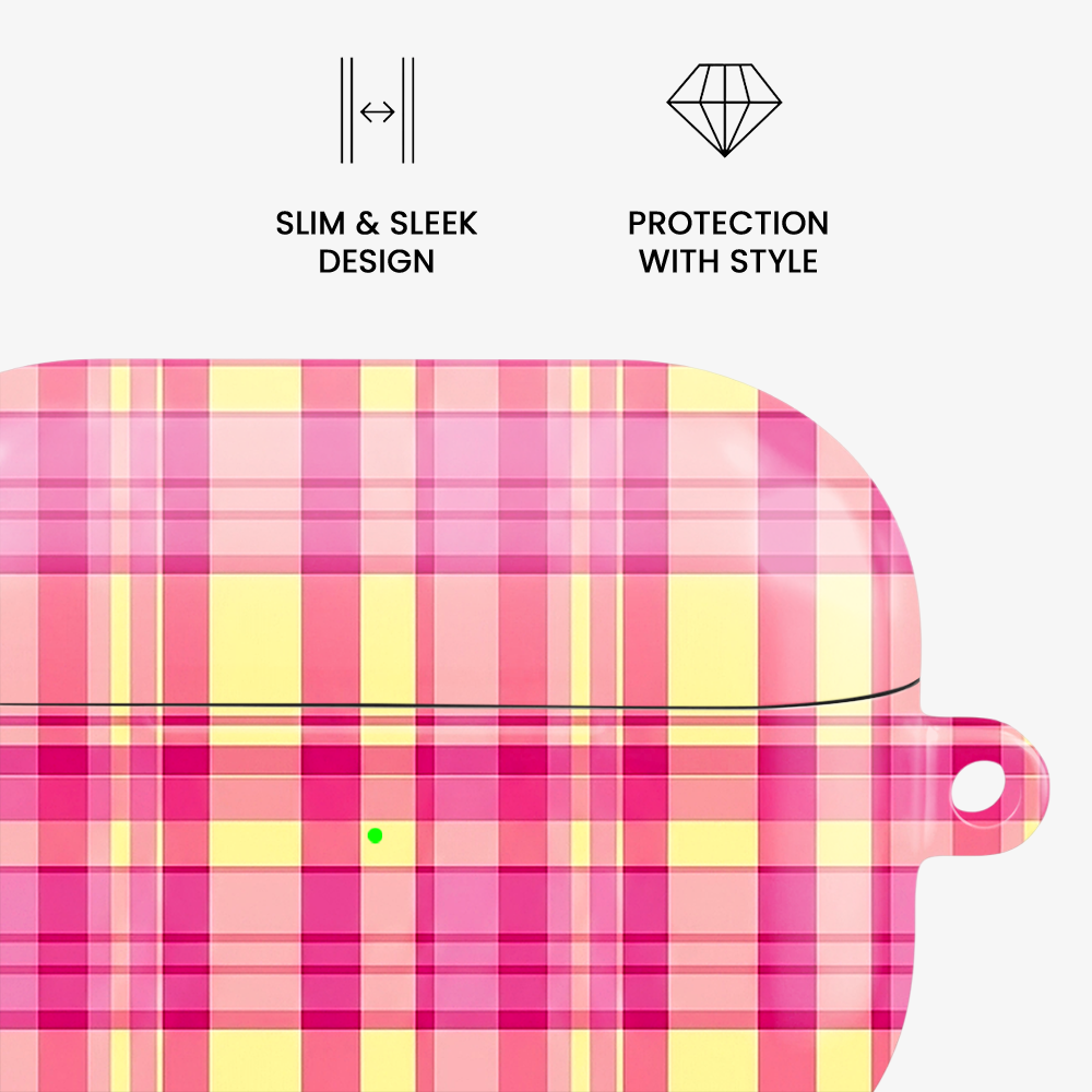 Gingham | Pink & Yellow Airpods Case