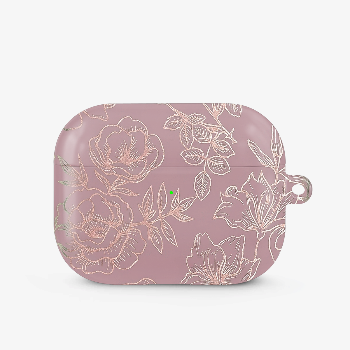 Dusty Rose Chrome Floral Airpods Case
