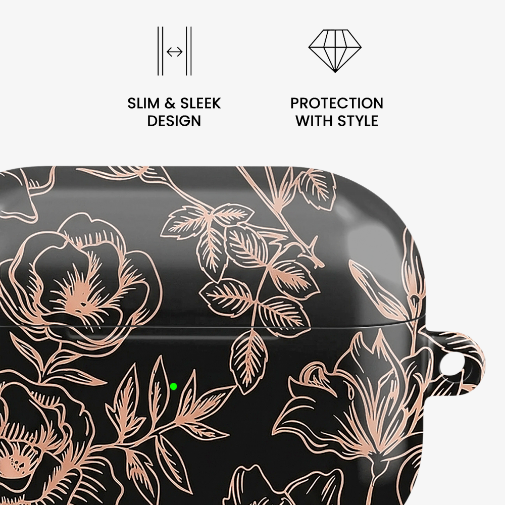 Floral Rose Gold Chrome Airpods Case