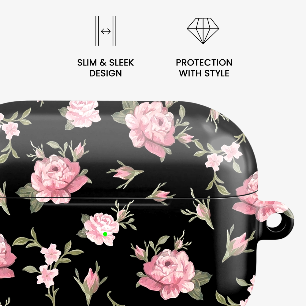 Black & Pink Floral Airpods Case