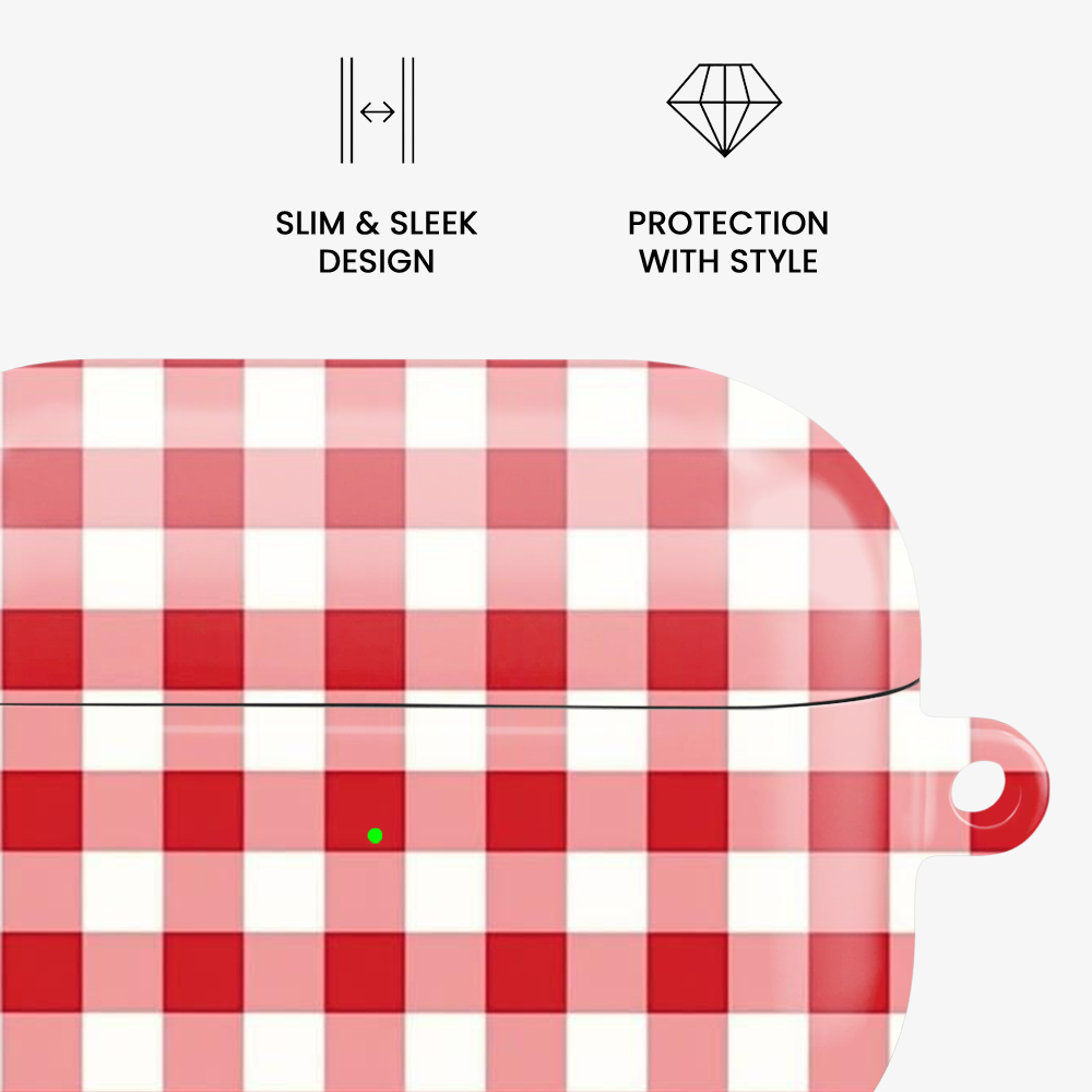 Gingham |Red & White Airpods Case
