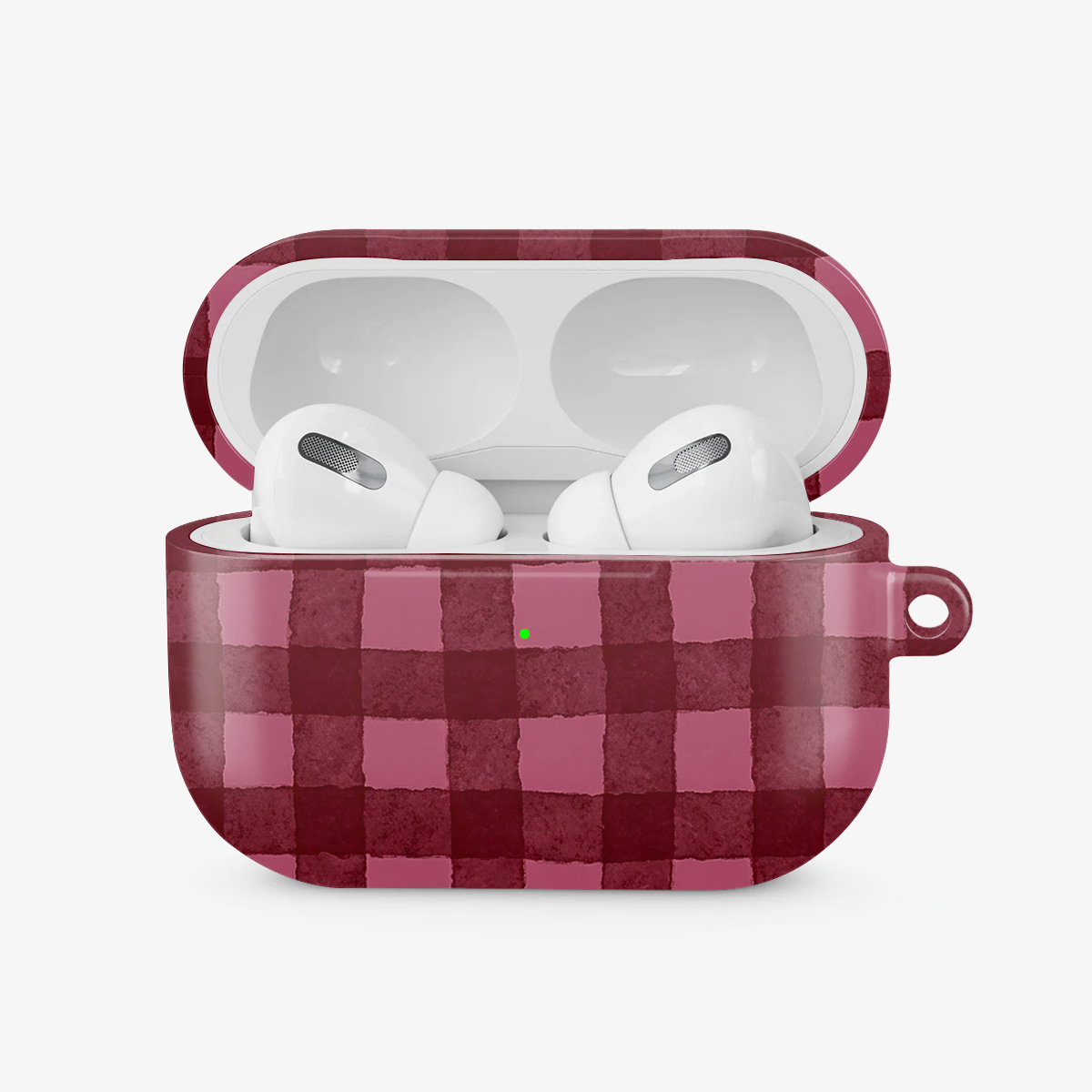 Gingham | Burgundy Airpods Case
