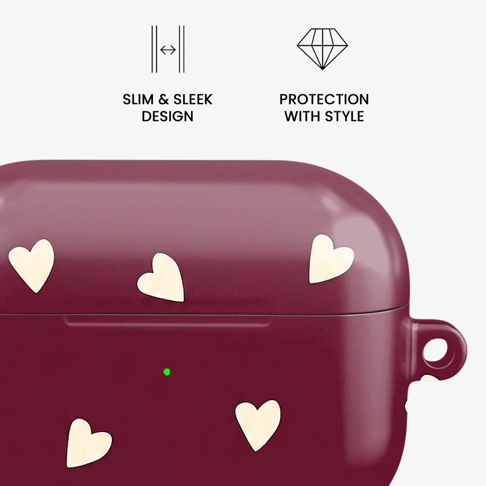 Heartfall | Burgundy Airpods Case