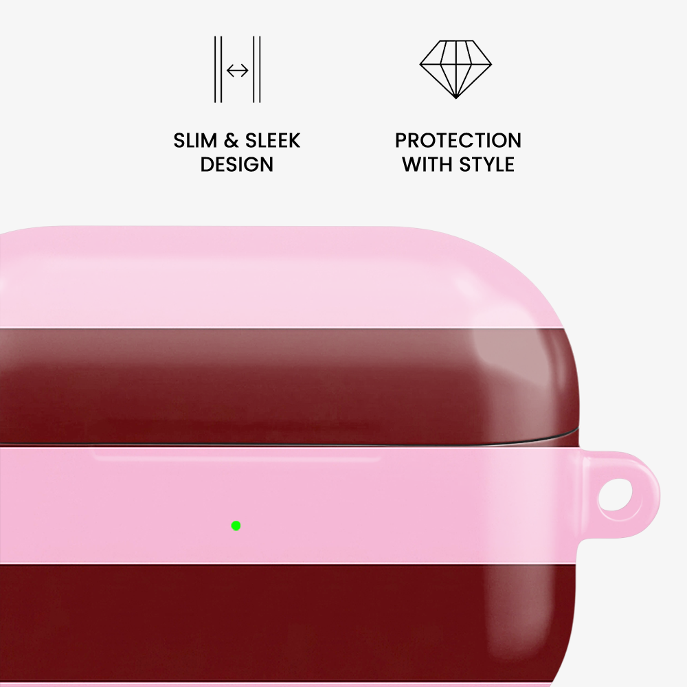 Striped | Burgundy & Pink Airpods Case