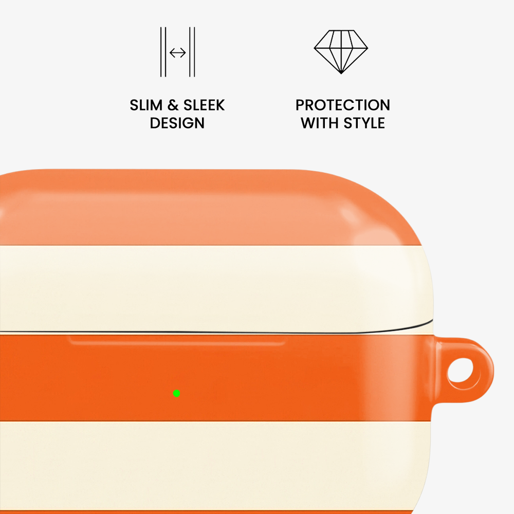 Striped | White & Orange Airpods Case