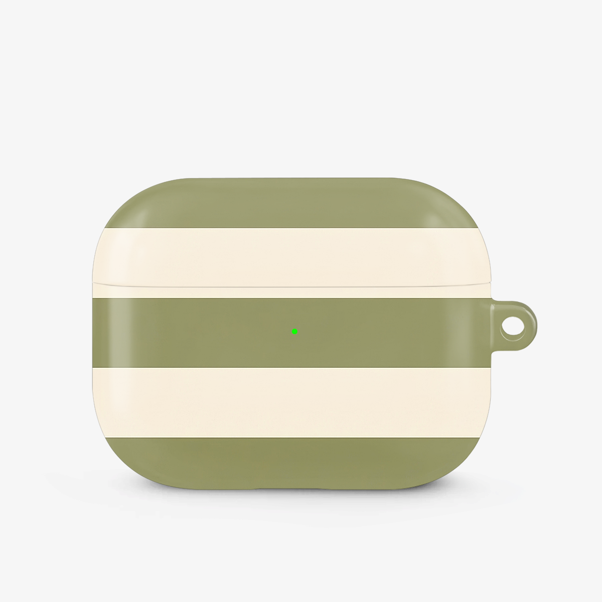 Striped | Off White & Olive Green Airpods Case