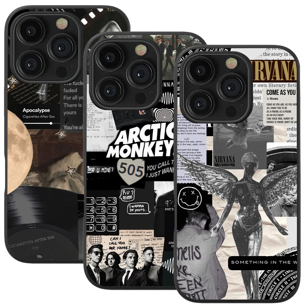 CAS Aesthetic & Arctic Monkeys 505 & Nirvana Spotify Glass Phone Case Combo of 3