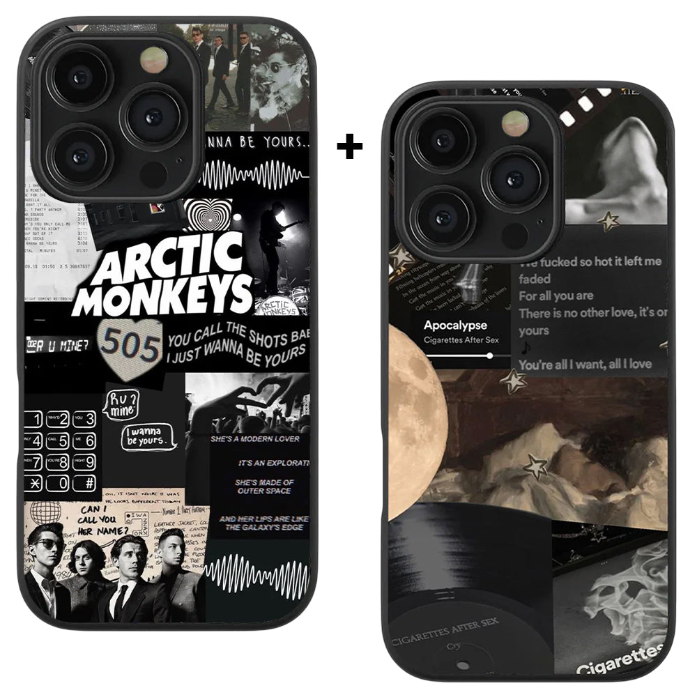 Arctic Monkeys 505 & CAS Aesthetic Spotify Glass Phone Case Combo