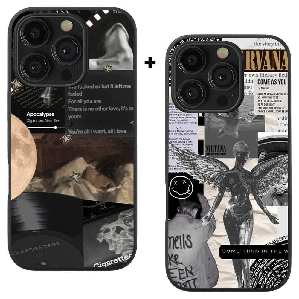 CAS Aesthetic & Nirvana Spotify Glass Phone Case Combo