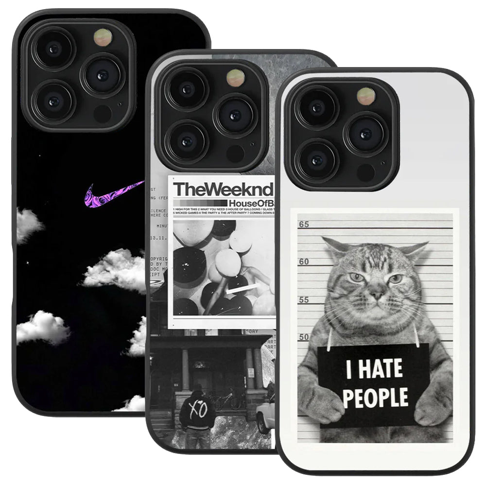 Nike Clouds & The Weekend House of Balloon Spotify & I Hate People Glass Phone Case Combo of 3