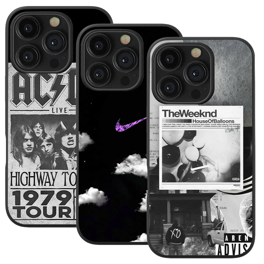 AC X DC Spotify & Nike Clouds & The Weekend House of Balloon Spotify Glass Phone Case Combo of 3