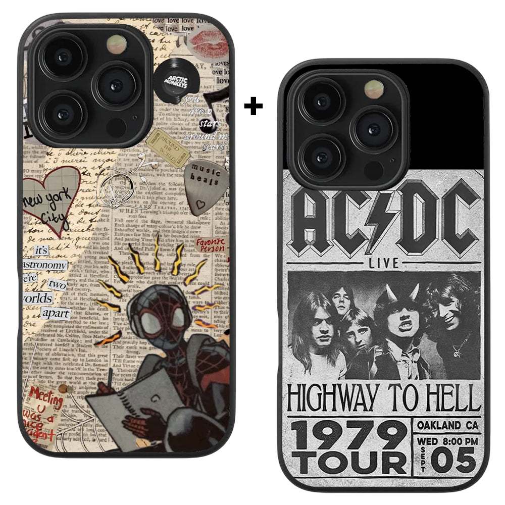 Spider-Man Vintage & AC X DC Spotify Glass Phone Case Combo