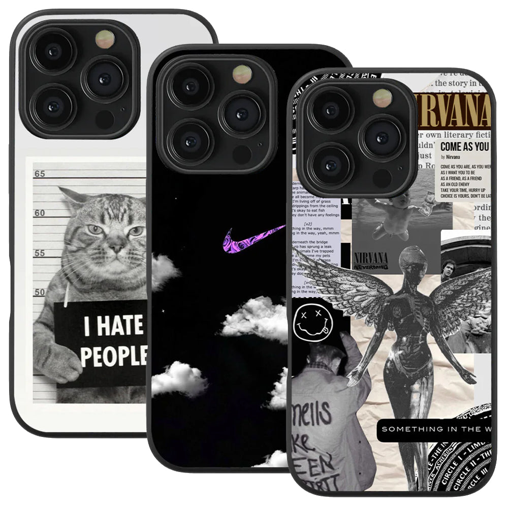 I Hate People & Nike Clouds & Nirvana Spotify Glass Phone Case Combo of 3