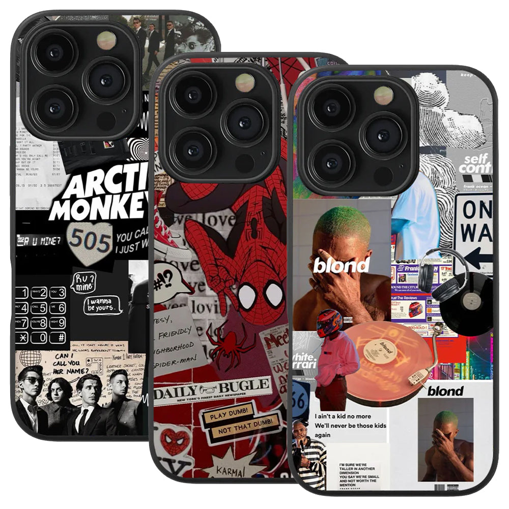 Arctic Monkeys 505 & Spider-Man Aesthetic & Frank Ocean Blond Spotify Glass Phone Case Combo of 3