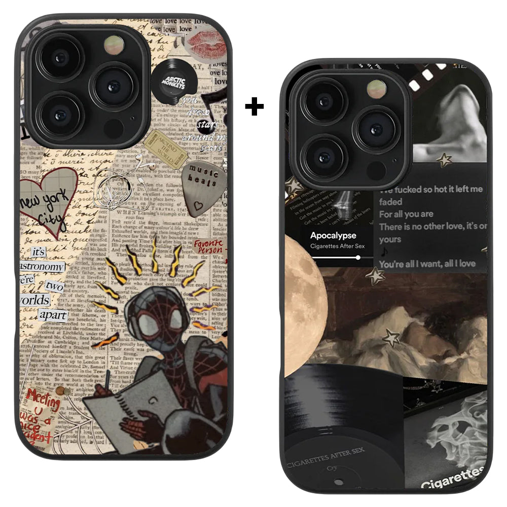 Spider-Man Vintage & CAS Aesthetic Spotify Glass Phone Case Combo