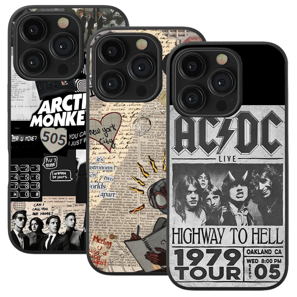 Arctic Monkeys 505 & Spider-Man Vintage & AC X DC Spotify Glass Phone Case Combo of 3