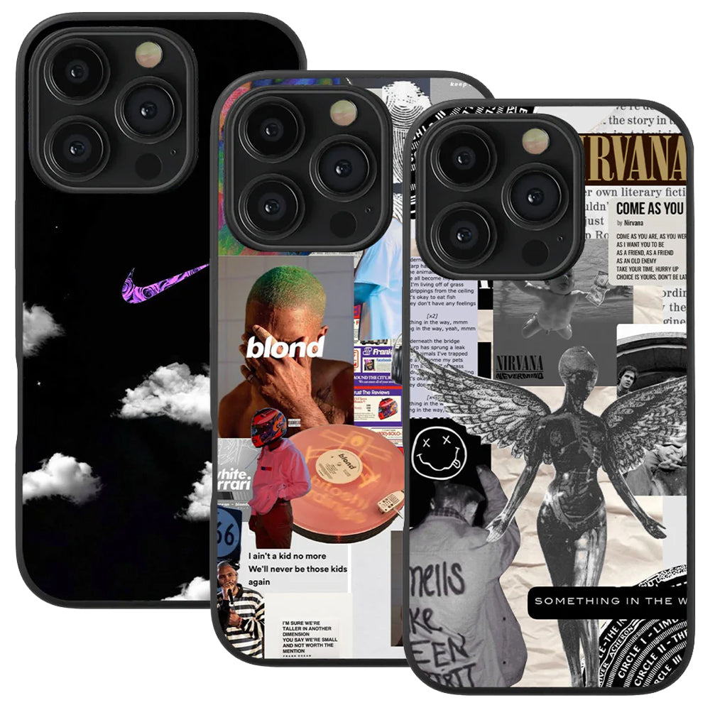 Nike Clouds & Frank Ocean Blond Spotify & Nirvana Spotify Glass Phone Case Combo of 3