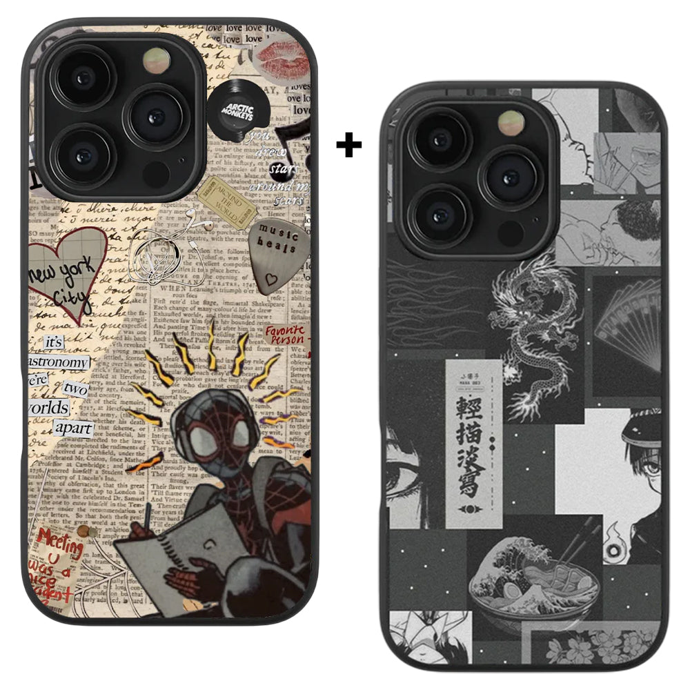 Spider-Man Vintage & Dark Anime Aesthetic Glass Phone Case Combo