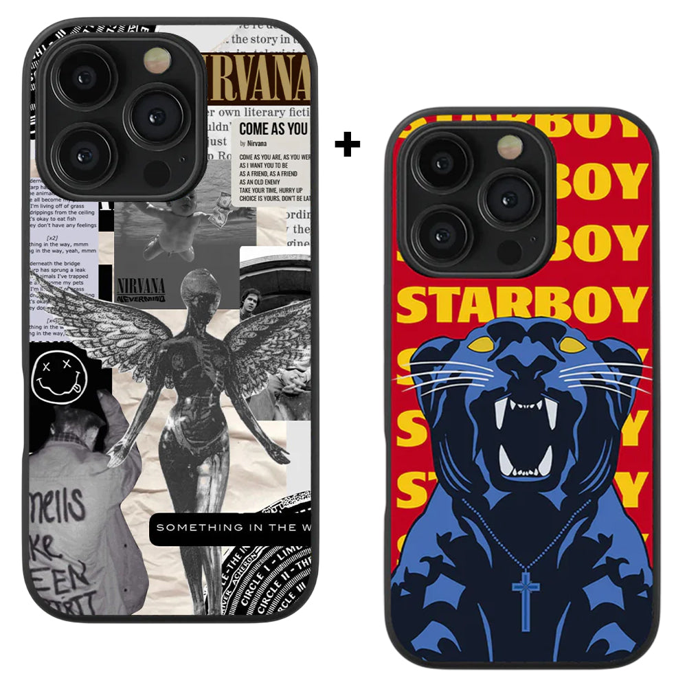 Nirvana Spotify & StarBoy Glass Phone Case Combo