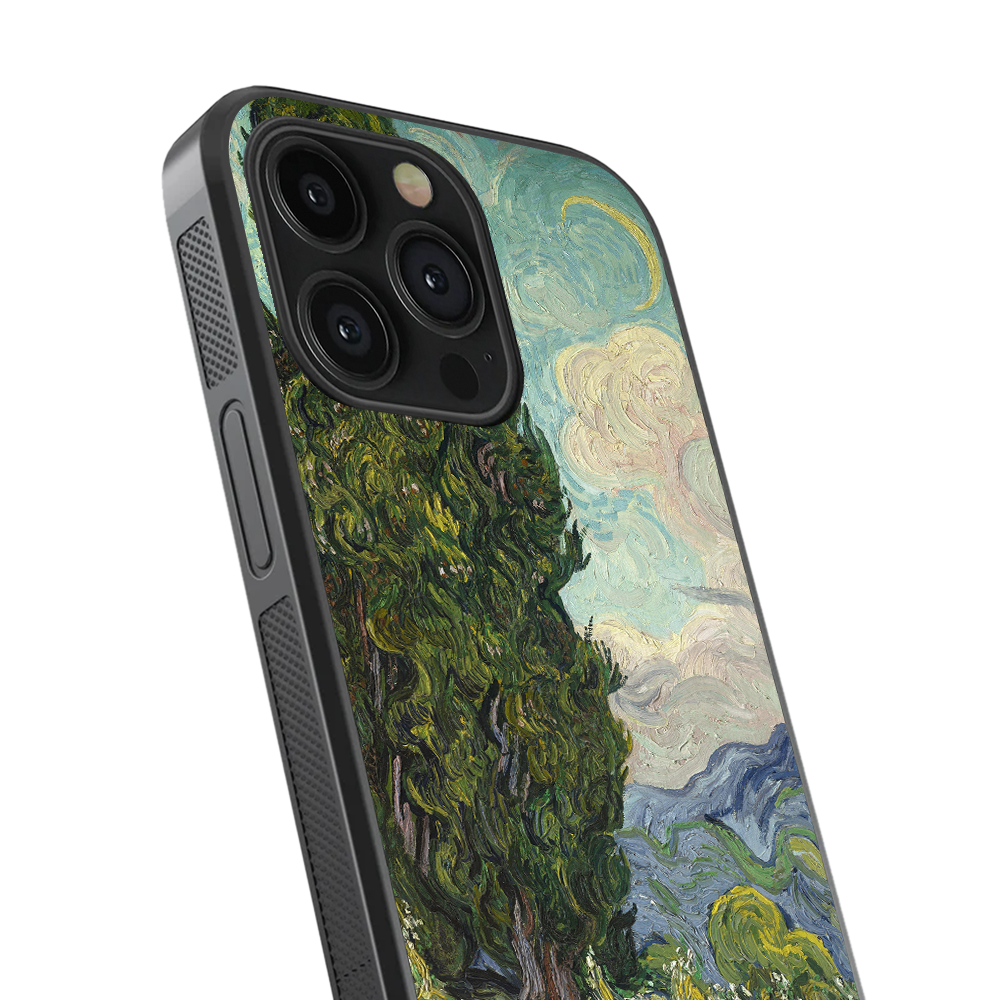 Cypresses Vincent Van Gogh 1889 Glass Phone Case