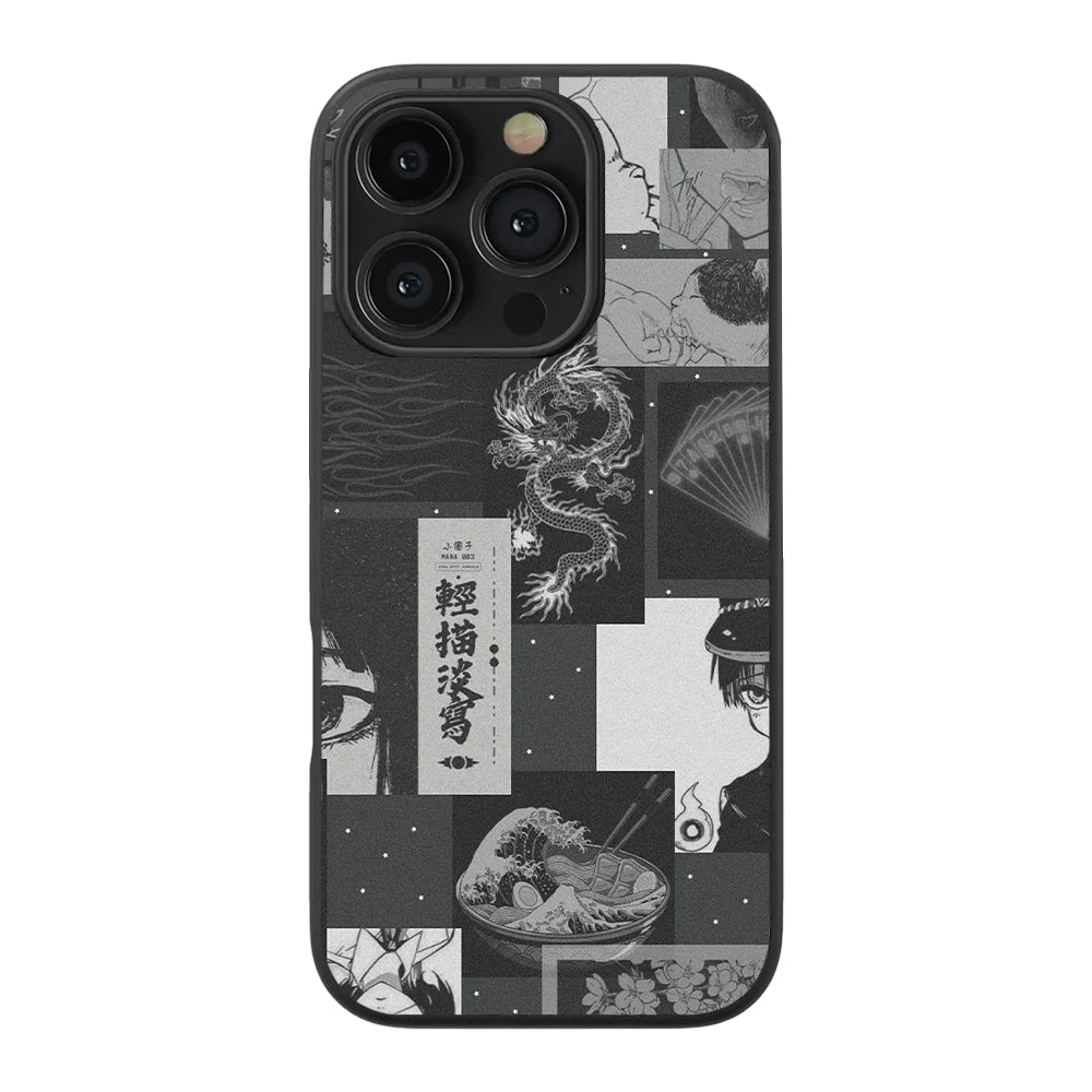 Dark Anime Aesthetic & Nike Abstract Glass Phone Case Combo