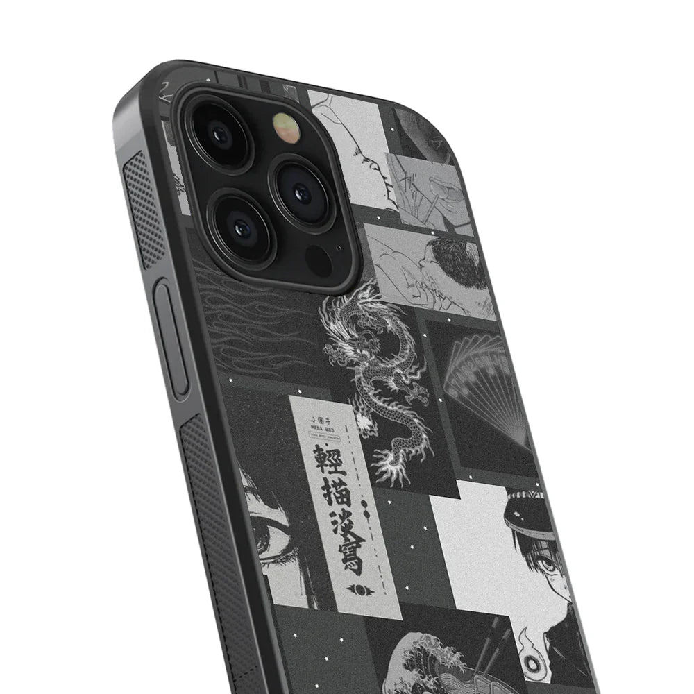 Nirvana Spotify & Dark Anime Aesthetic Glass Phone Case Combo