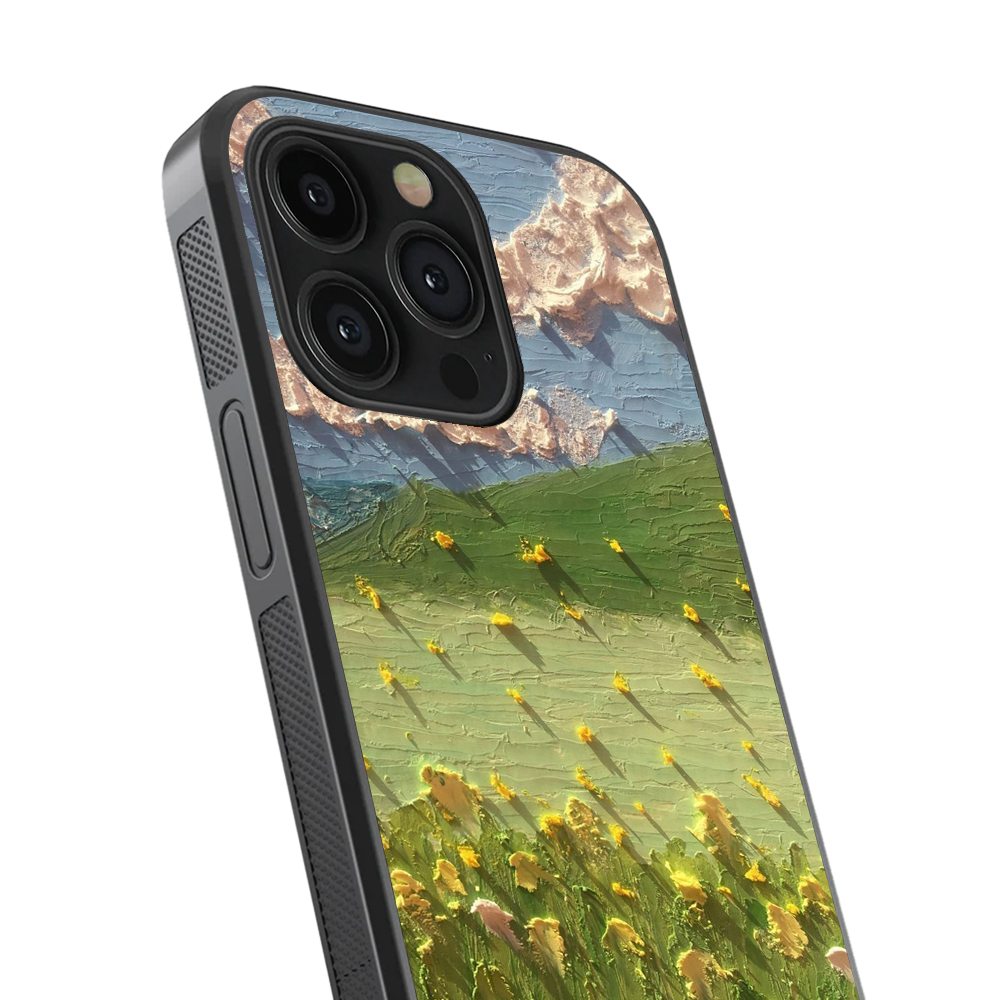 Grass Field Art Abstract Glass Phone Case