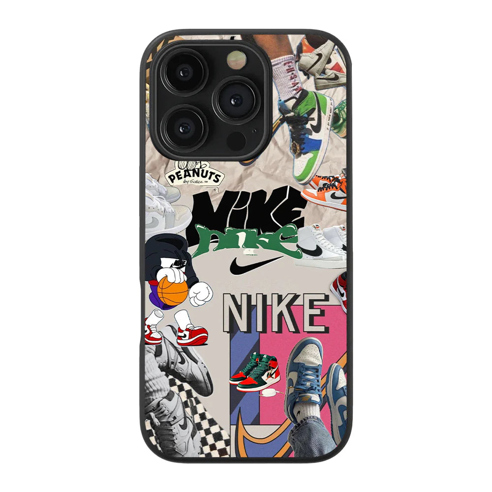 Dark Anime Aesthetic & Nike Abstract Glass Phone Case Combo