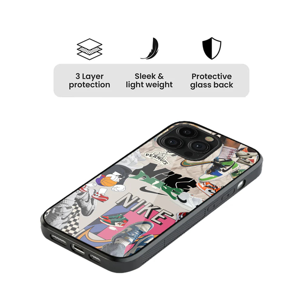 Nirvana Spotify & Nike Abstract Glass Phone Case Combo