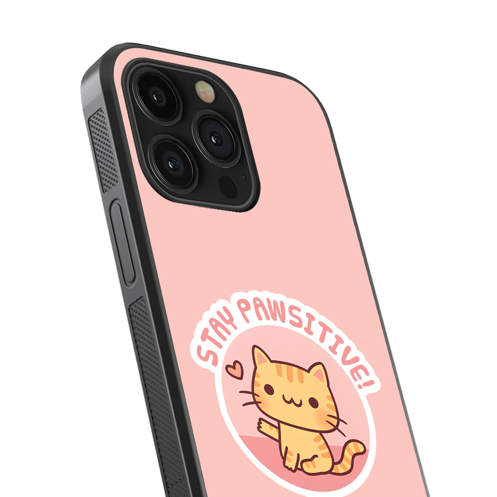 Stay Pawsitive Glass Phone Case