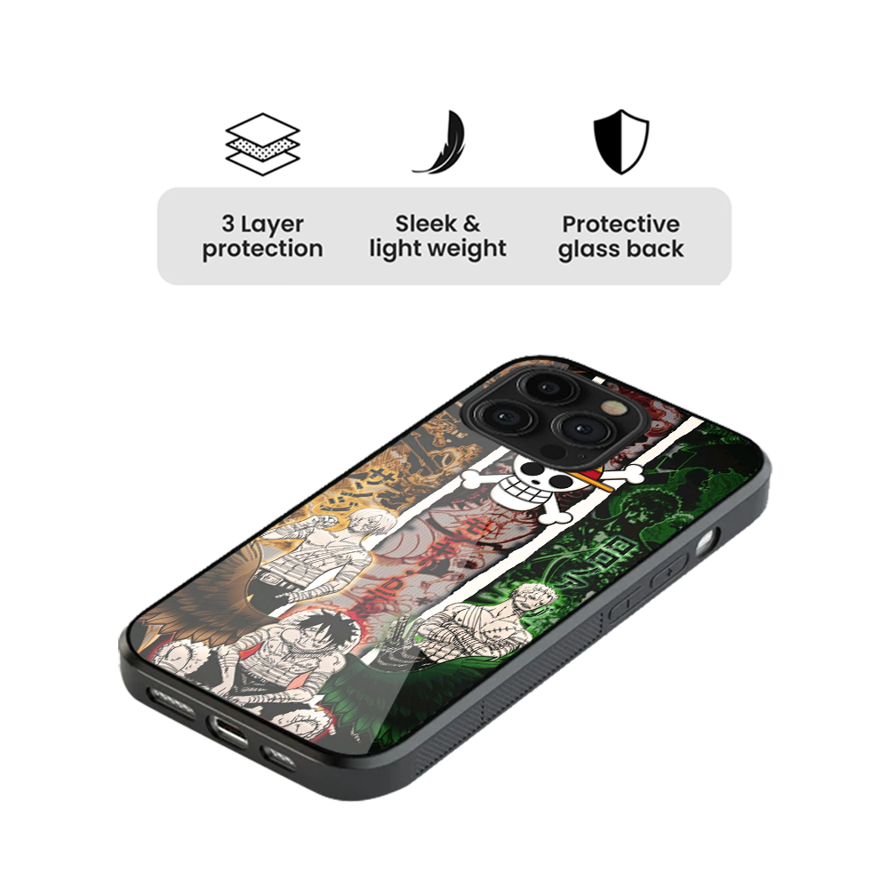 Luffy Sanji Zoro One Piece Glass Phone Case