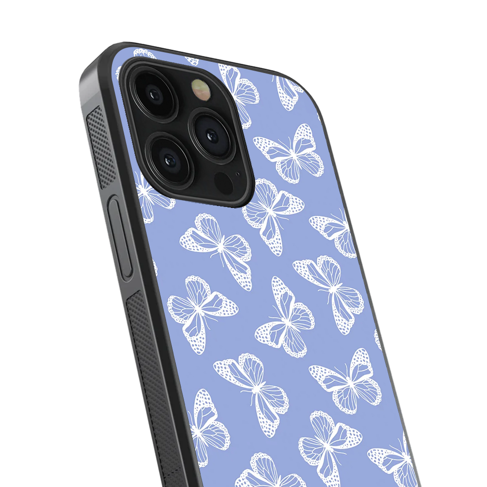 Lavender Butterflies Glass Phone Case