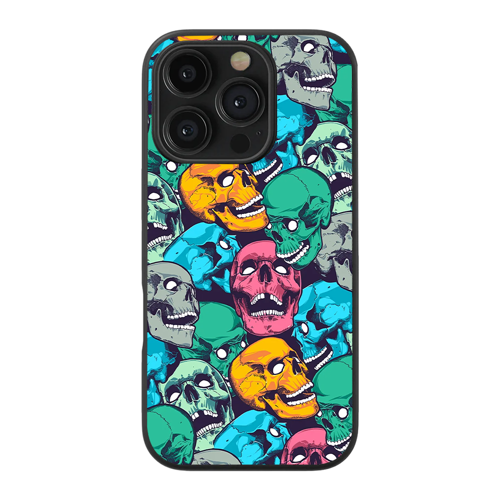 Pop Art Skulls Glass Phone Case